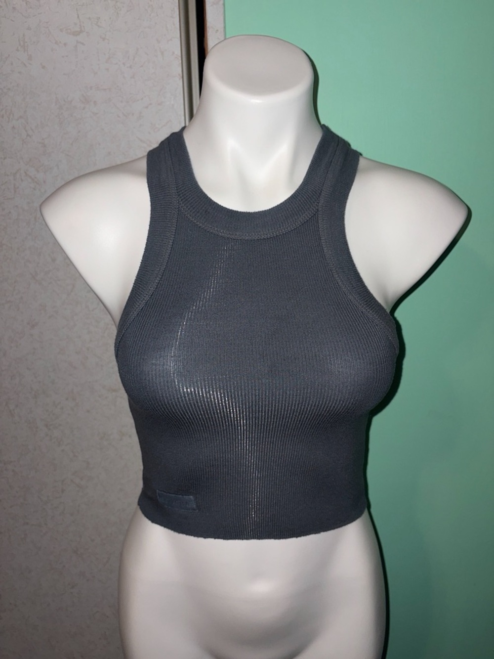 Set Active Ribbed Racerback Crop Tank - Charcoal Gray - Picture 1 of 4